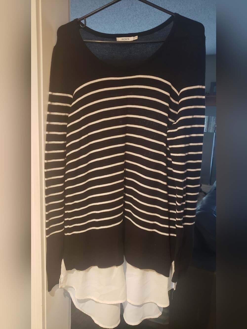 Ricki's Black and White Striped Knit Top